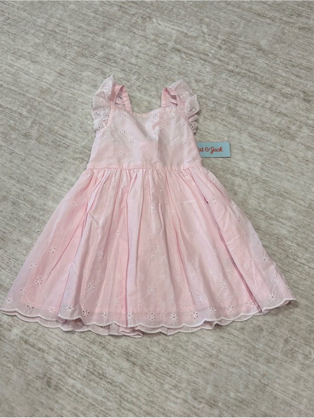 Cat & Jack Light Pink Eyelet Ruffle-Sleeve Party Dress